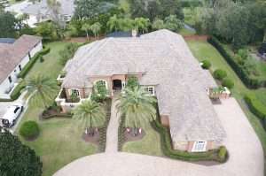 Residential home with a new roof installed