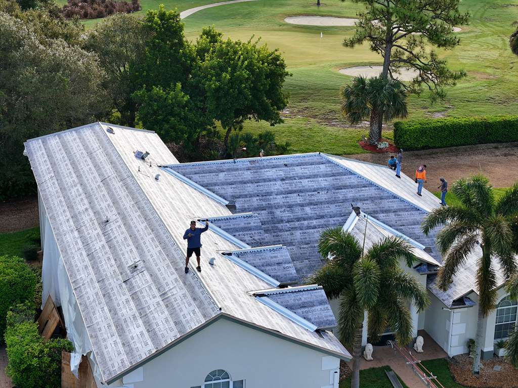 Roof Replacement on Gable Roof A image showing a Gable Roof Replacement in Port St. Lucie