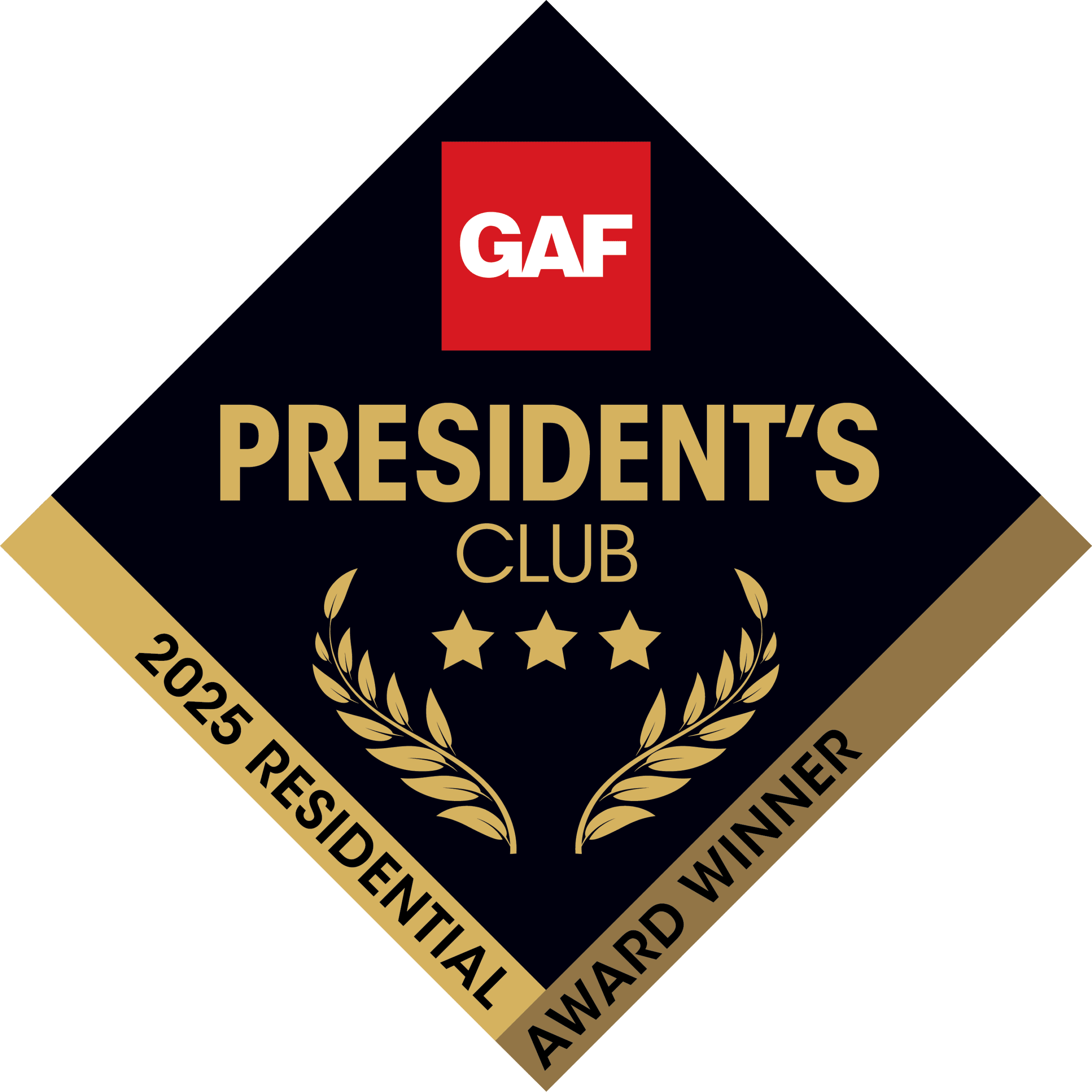 Presidents Club_3 Star_Residential with Year (2) JA Edwards of America GAF President`s club badge