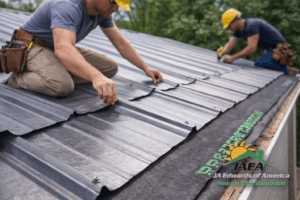 Underlayment installed before metal roofing over shingles