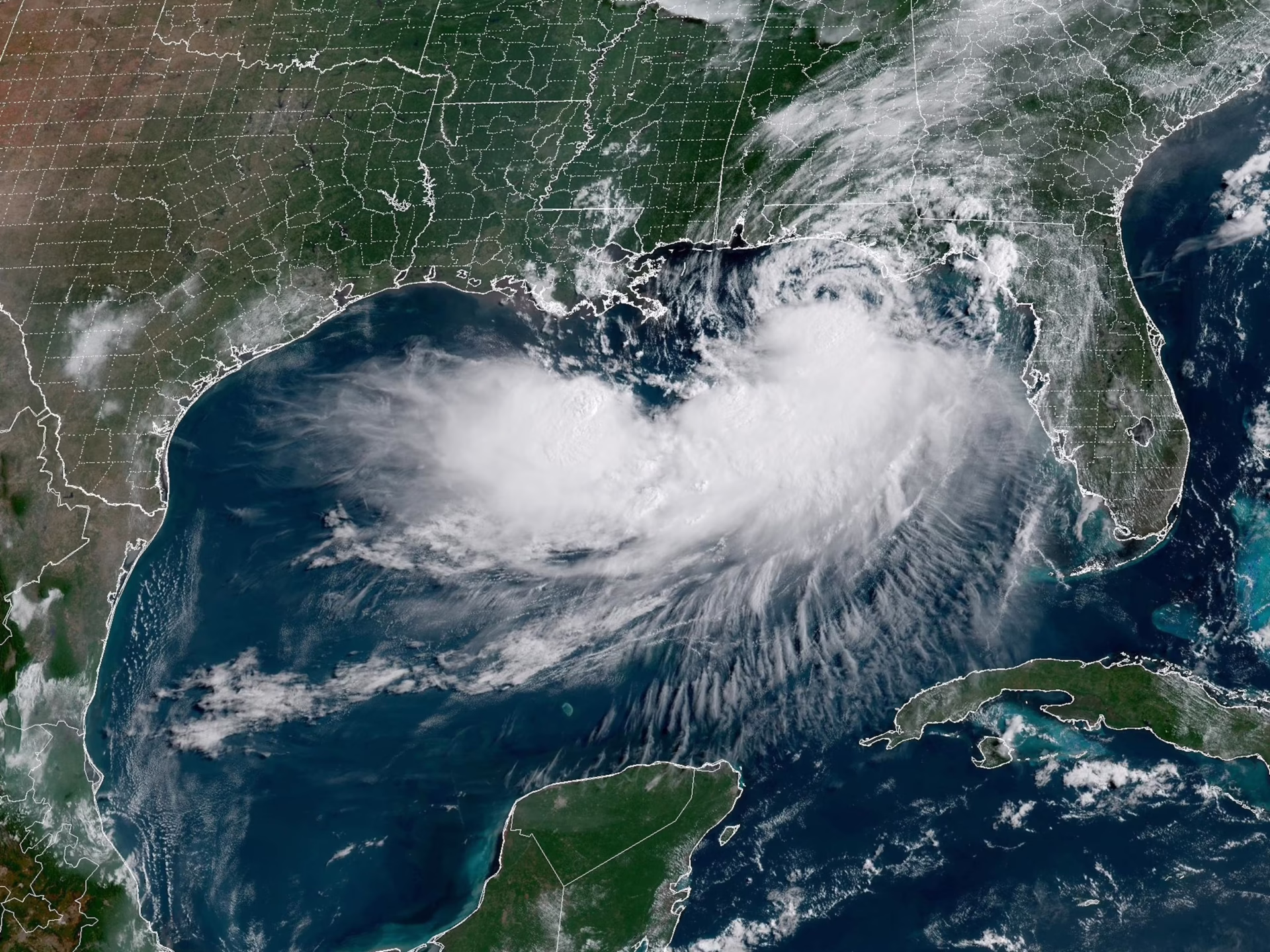 Forecast track map of Tropical Storm Bertha moving west from the Gulf off Florida toward Louisiana, July 2026